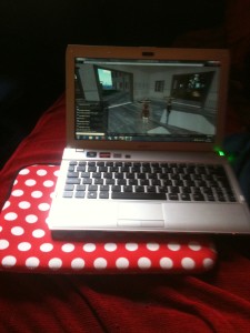 Laptop with polkadots